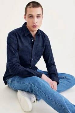 Chemise DOCKERS SLIM Aquatic Navy -Levis Soldes Magasin dockers a1114 00 94 4