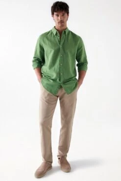 Chemise SALSA LINNEN Medium Green