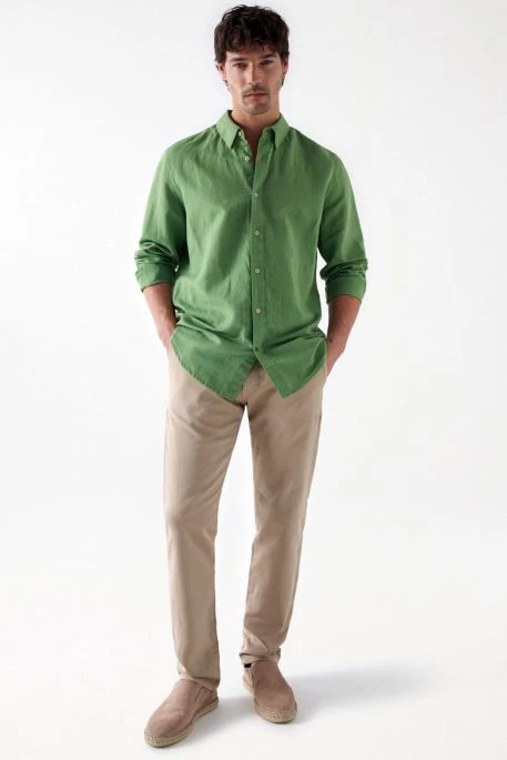 Chemise SALSA LINNEN Medium Green 1 Chemise SALSA LINNEN Medium Green