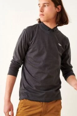 Tee-shirt TEDDY SMITH THE TEE ML Anthracite -Levis Soldes Magasin teddy smith 23476 3