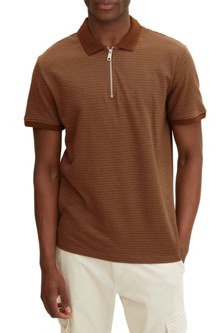Polo TOM TAILOR Brown Structured Stripe 3 Polo TOM TAILOR Brown Structured Stripe – Image 3
