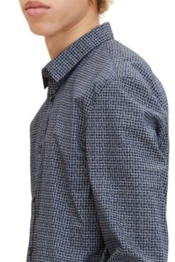 Chemise TOM TAILOR Navy Scratched Check Print