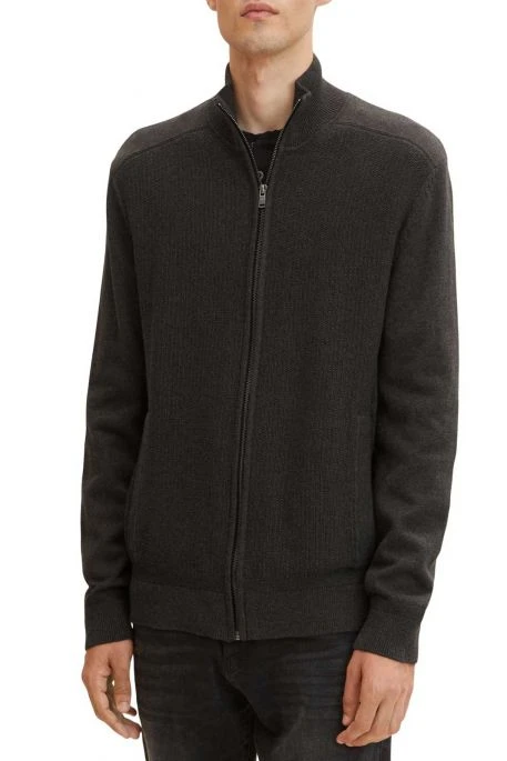Veste Zippée TOM TAILOR Knitted Black Grey 2 Veste Zippée TOM TAILOR Knitted Black Grey – Image 2