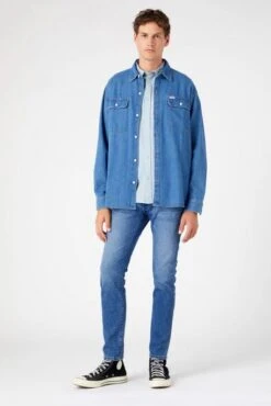 Chemise WRANGLER POCKET Blue Fog -Levis Soldes Magasin wrangler w5k0lom31 3